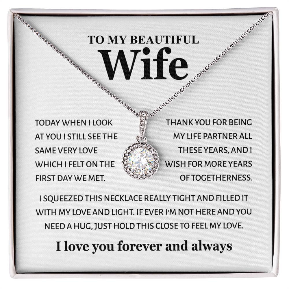 To My Beautiful Wife - Feel My Love - Eternal Hope Necklace Gift from Husband - Personalize Memories
