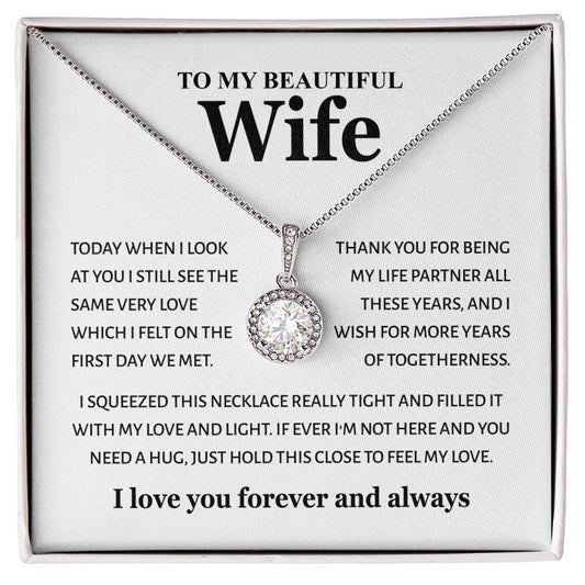 To My Beautiful Wife - Feel My Love - Eternal Hope Necklace Gift from Husband - Personalize Memories