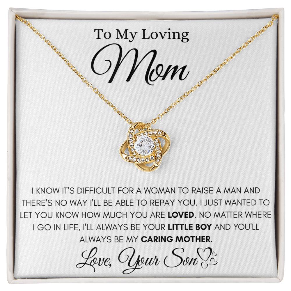 To My Loving Mom - I'll Always Be Your Little Boy - Love Knot Necklace - Gift for Mom from Son - Personalize Memories