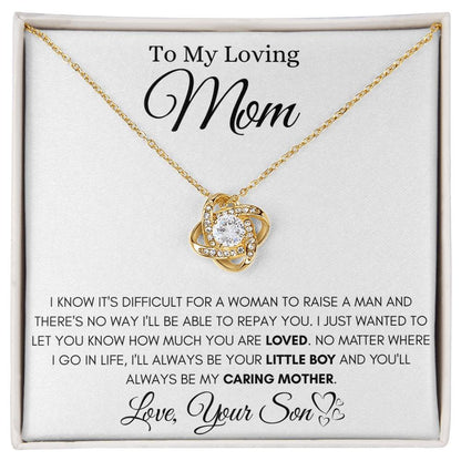 To My Loving Mom - I'll Always Be Your Little Boy - Love Knot Necklace - Gift for Mom from Son - Personalize Memories