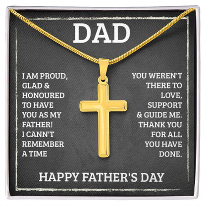 Dad - I'm proud - Artisan Cross Necklace - Father's Day Present - Personalize Memories