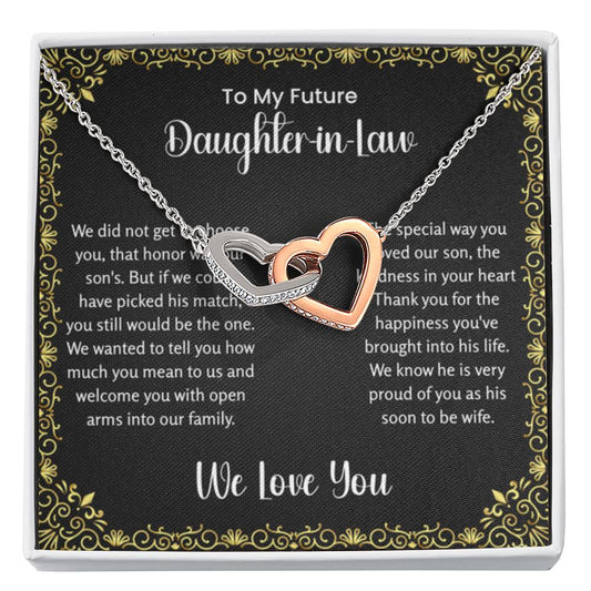 To My Future Daughter In Law - Interlocking Hearts Necklace - Gift for Bonus Daughter - Personalize Memories