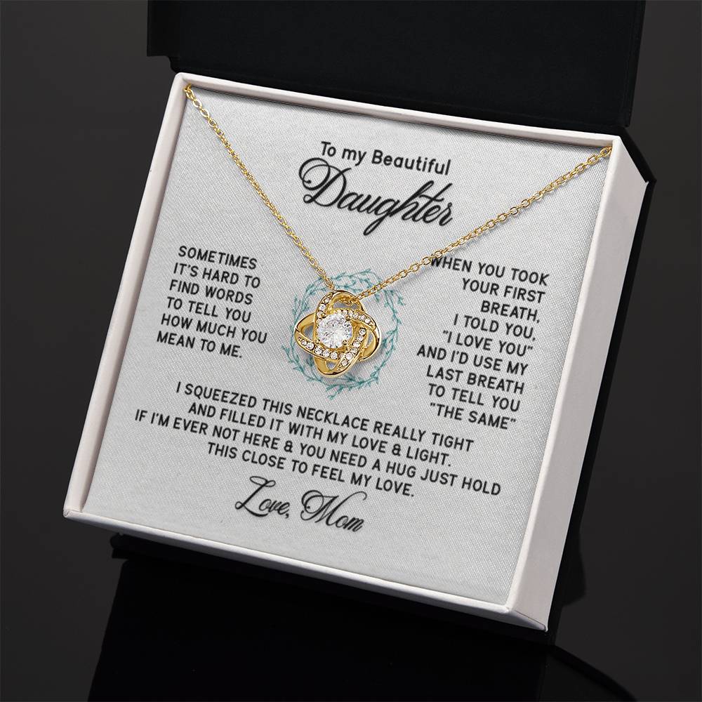 To My Daughter Necklace – Daughter’s Jewelry Gift by Mom – Love Knot Necklace - Personalize Memories