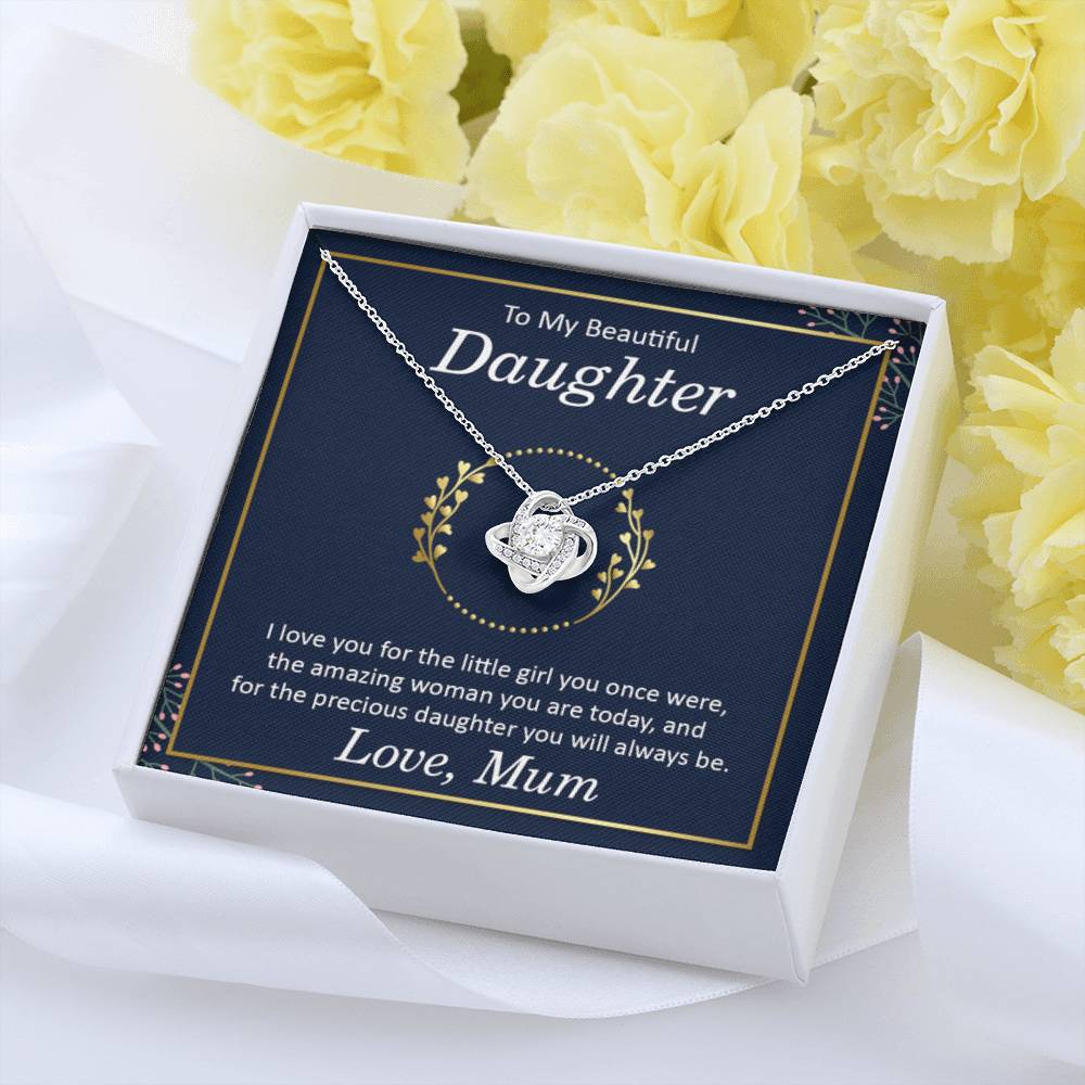 To My Daughter Necklace – Mum to Daughter Present for Graduation – Love Knot Necklace - Personalize Memories