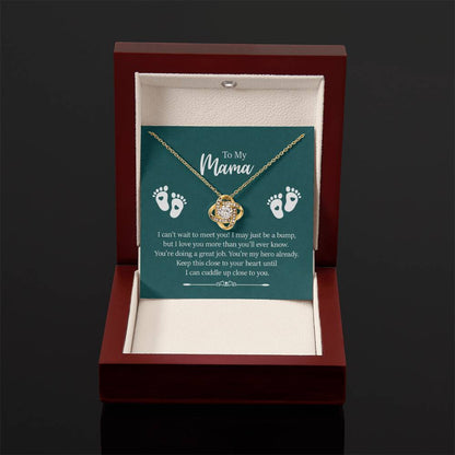 To my mama - I can't wait to meet you New Mom - Love Knot Necklace - Personalize Memories
