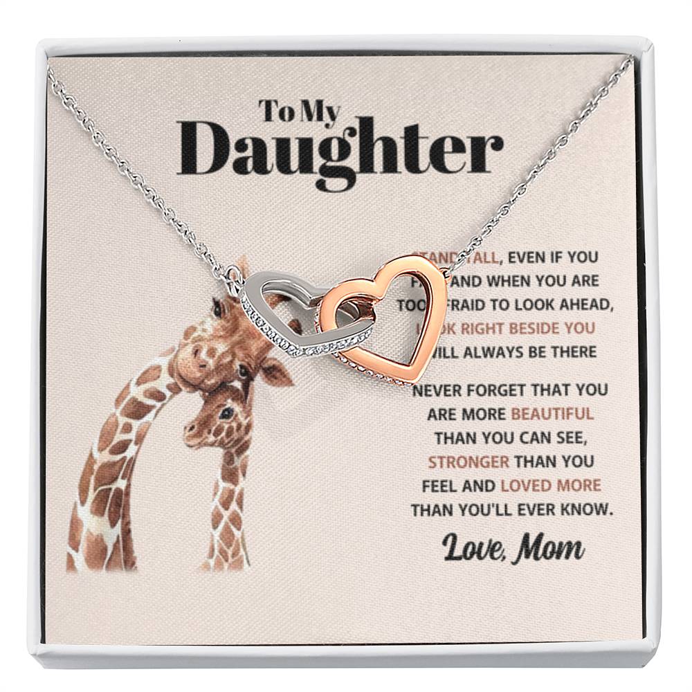 To My Daughter Necklace – Daughter Birthday Graduation Celebration Gift from Mom – Interlocking Hearts Necklace - Personalize Memories