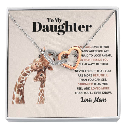 To My Daughter Necklace – Daughter Birthday Graduation Celebration Gift from Mom – Interlocking Hearts Necklace - Personalize Memories