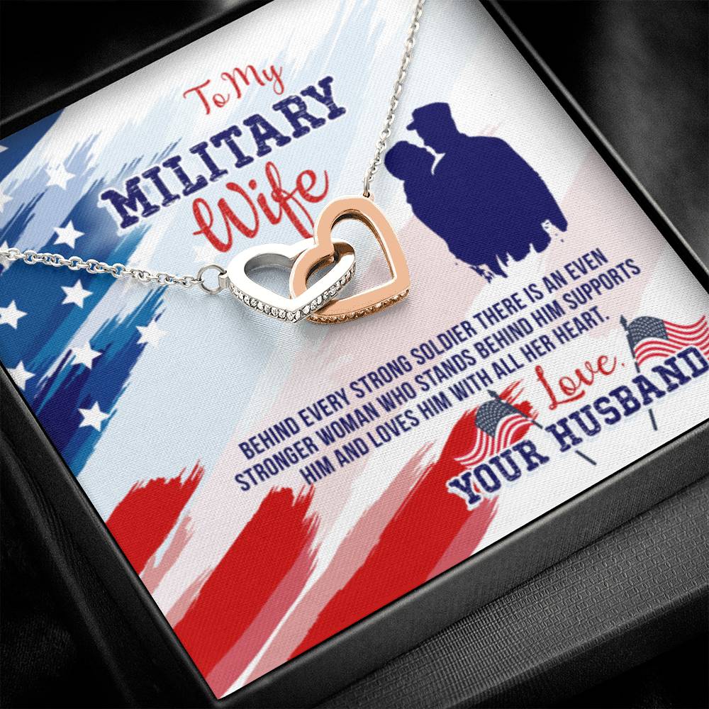 To My Military Wife from Husband - Interlocking Hearts Necklace - Personalize Memories