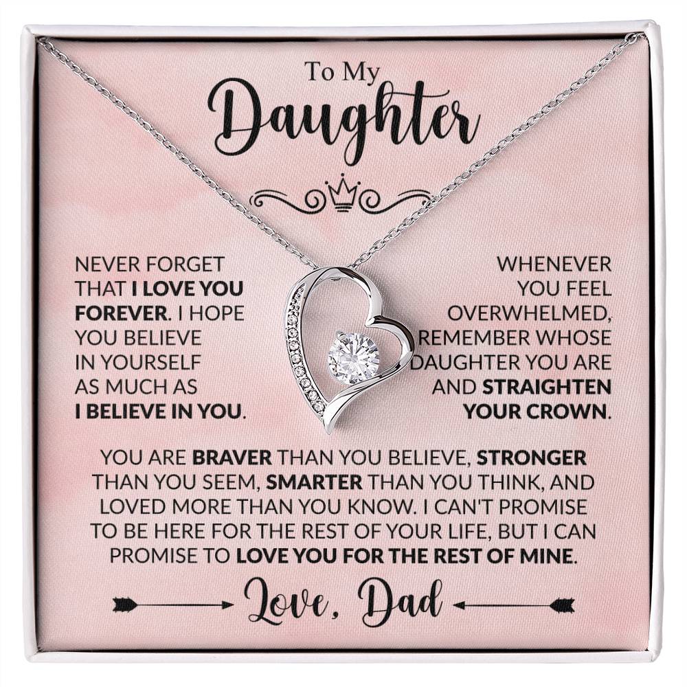 To My Daughter - Never Forget That I Love You - Forever Love Necklace Gift from Dad - Personalize Memories