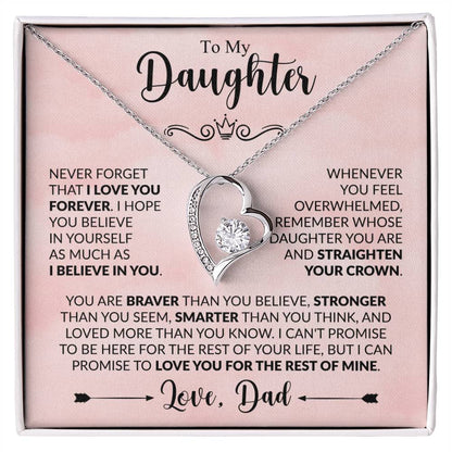 To My Daughter - Never Forget That I Love You - Forever Love Necklace Gift from Dad - Personalize Memories