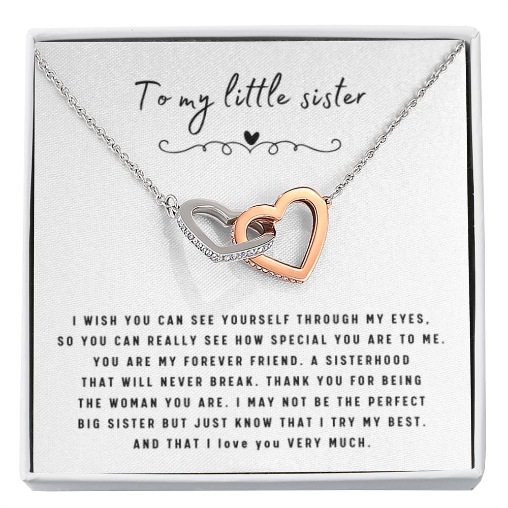 To My Little Sister - Interlocking Hearts Necklace - Gift for Little Sister - Personalize Memories