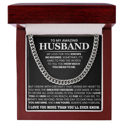 Romantic Husband Gift from Wife – Cuban Link Chain - Personalize Memories