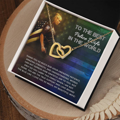 To My Beautiful Police Wife - Interlocking Hearts Necklace - Personalize Memories