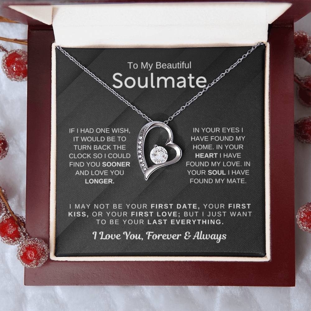 To My Beautiful Soulmate Necklace - Romantic Necklace for Surprising The Soulmate in Your Life - Forever Love Necklace - Personalize Memories