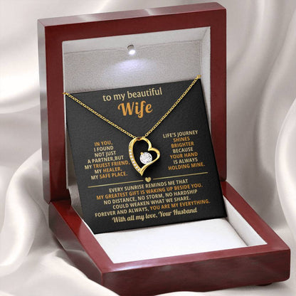 To My Beautiful Wife Necklace - Sentimental Birthday Gift from Husband, Romantic Jewelry for Valentine’s Day & Holidays - Forever Love Necklace - Personalize Memories