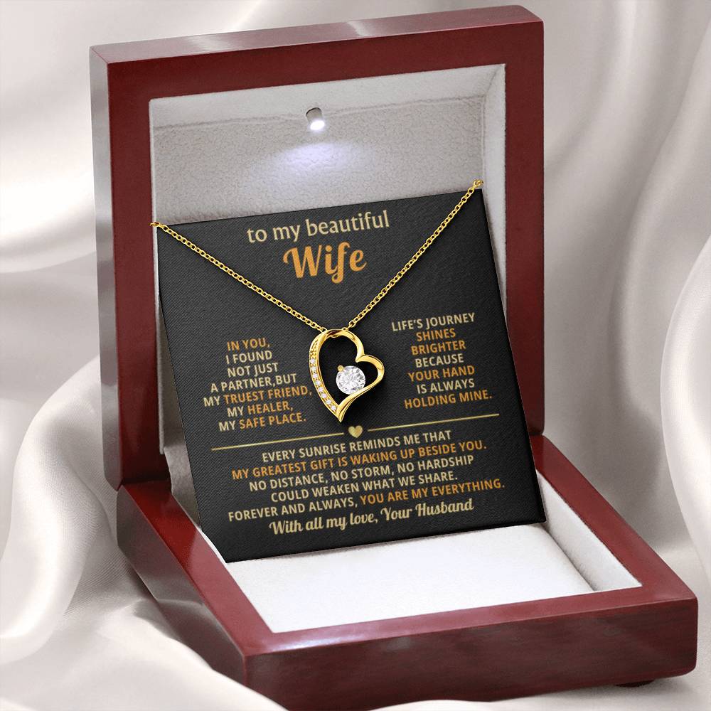 To My Beautiful Wife Necklace - Sentimental Birthday Gift from Husband, Romantic Jewelry for Valentine’s Day & Holidays - Forever Love Necklace - Personalize Memories