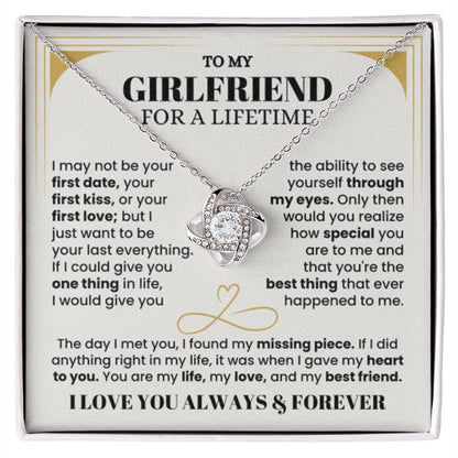 To My Girlfriend Necklace - Soulmate Jewelry Gift for Valentine’s Day, Birthday - Love Knot Necklace - Personalize Memories