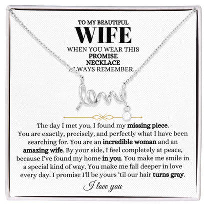 To My Wife Necklace - Perfect Gift from Husband for Birthday, Christmas & Valentine’s Day - Scripted Love Necklace - Personalize Memories