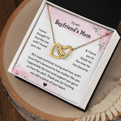 To My Boyfriend's Mom - I Will Forever Be Grateful For You - Interlocking Hearts Necklace - Best Gift for Boyfriend's Mom - Personalize Memories