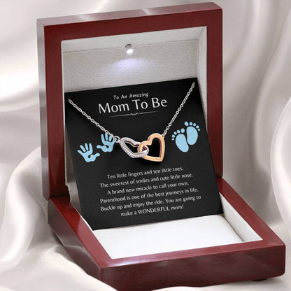 To an Amazing Mom To Be - Wonderful Mom To Be - Interlocking Hearts Necklace - Personalize Memories