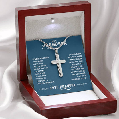 To My Grandson - Always remember how much I love you Dad - Artisan Cross Necklace - Personalize Memories