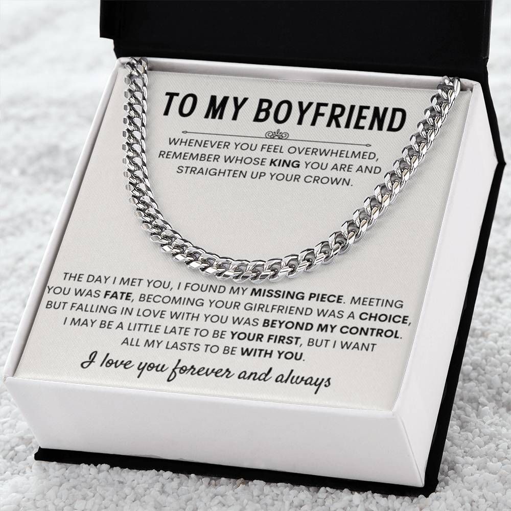 To My Boyfriend - Cuban Link Chain - Birthday & Anniversary Jewelry from Girlfriend - Personalize Memories