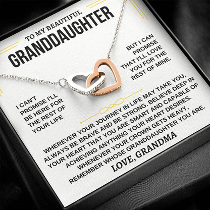 To My Granddaughter - Interlocking Hearts Necklace - Gift From Grandma - Personalize Memories
