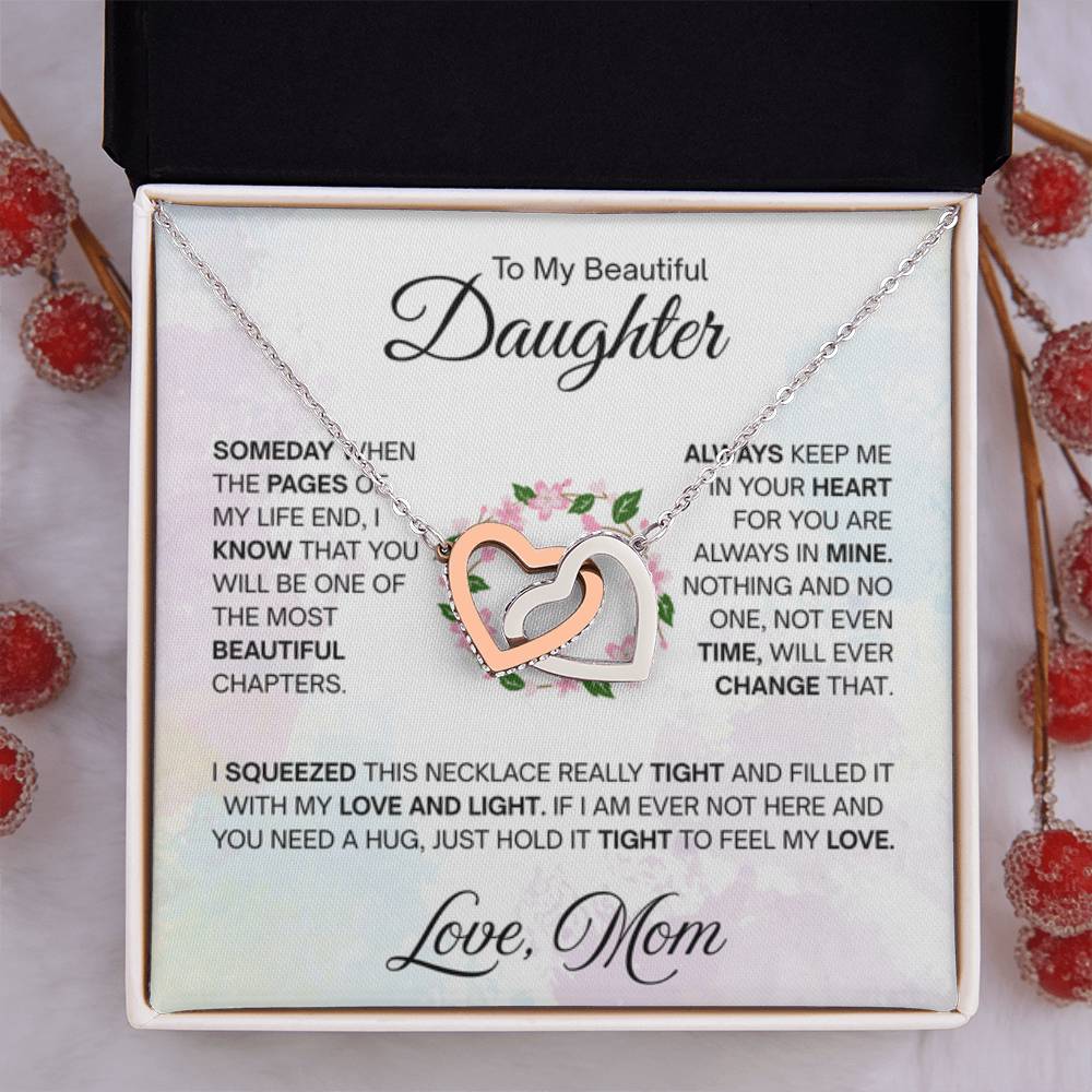 To My Daughter Necklace – Gift for Daughter’s Birthday and Graduation – Interlocking Hearts Necklace - Personalize Memories