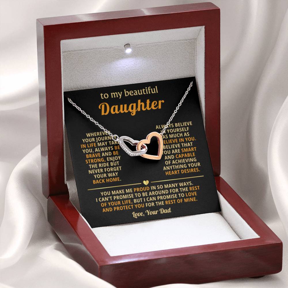 To My Daughter Necklace – Top Gift for Daughter Birthday Graduation – Interlocking Hearts Necklace - Personalize Memories