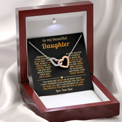 To My Daughter Necklace – Top Gift for Daughter Birthday Graduation – Interlocking Hearts Necklace - Personalize Memories