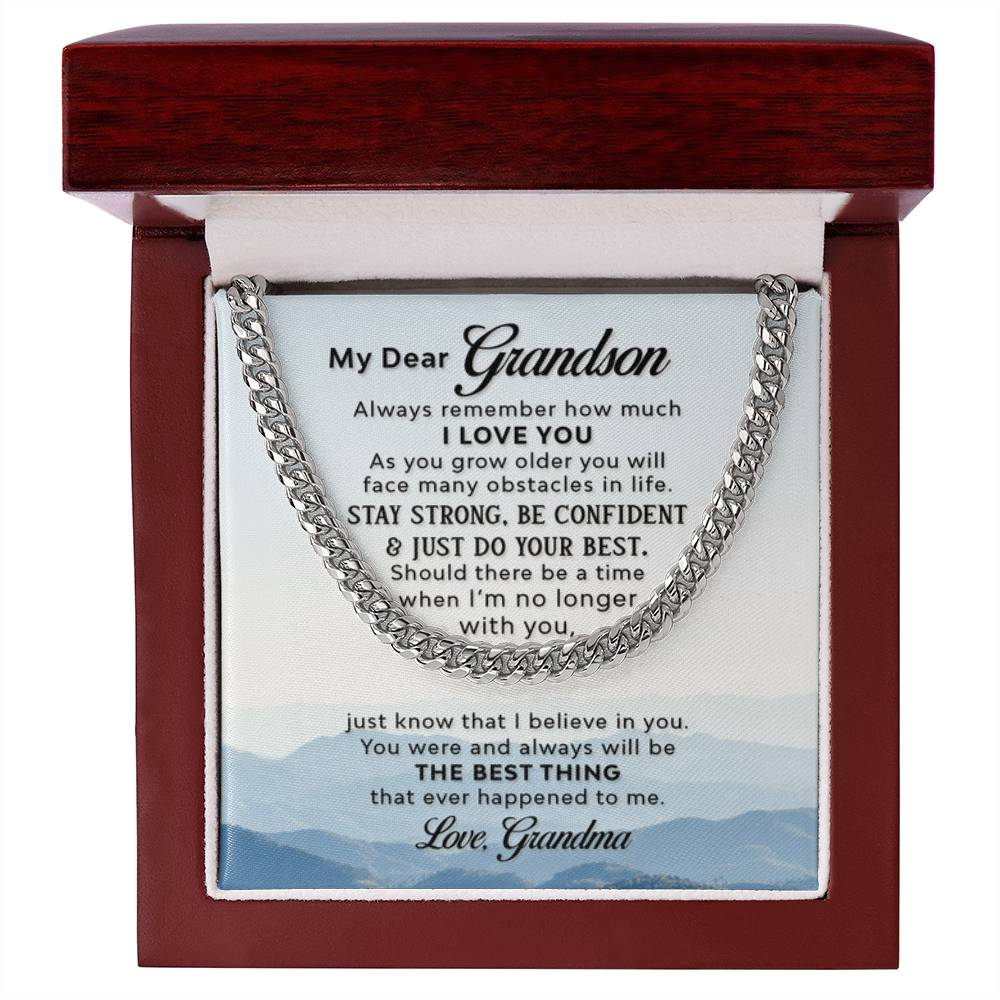 My Dear Grandson - As you grow older - Cuban Link Chain Gift from Grandma - Personalize Memories