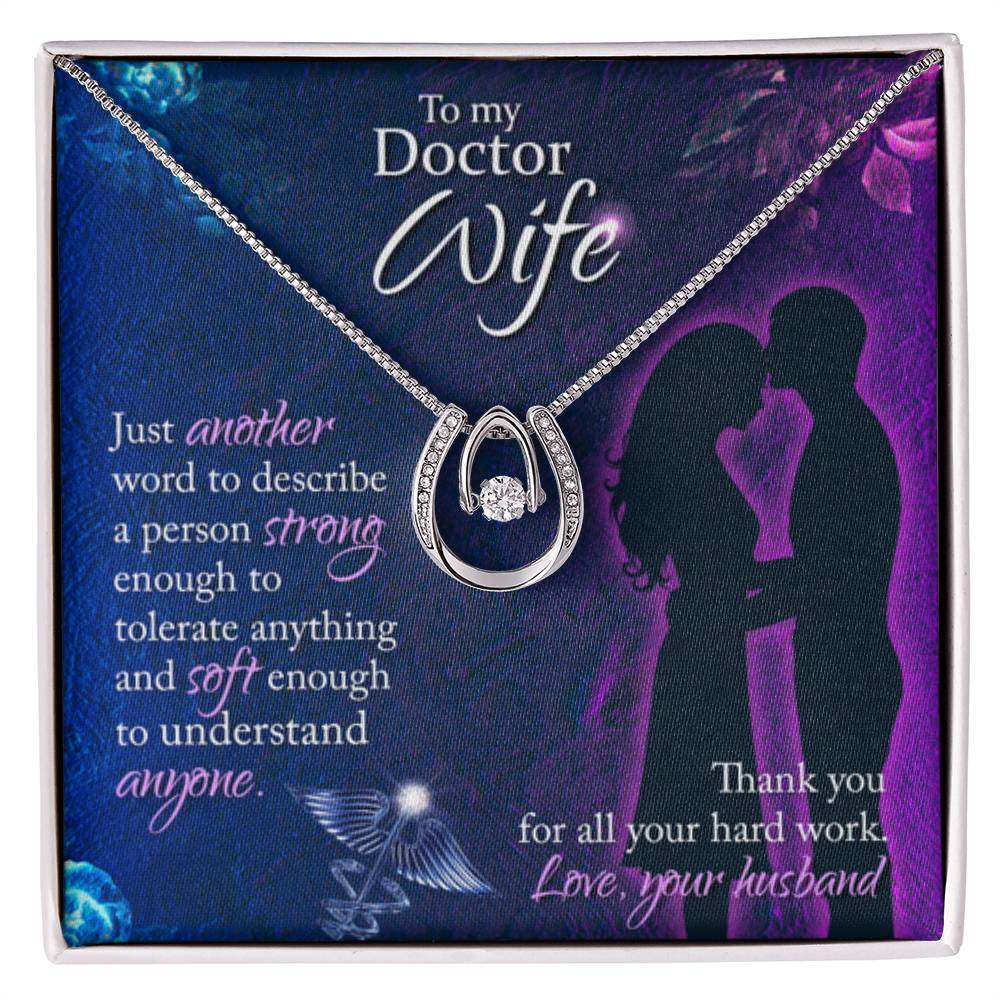 To My Doctor Wife Necklace - Sweet Emotional Gift for Wife from Husband on Birthday, Anniversary & Valentine’s Day - Lucky In Love Necklace - Personalize Memories