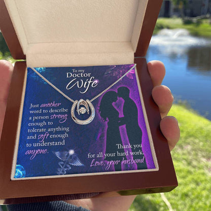 To My Doctor Wife Necklace - Sweet Emotional Gift for Wife from Husband on Birthday, Anniversary & Valentine’s Day - Lucky In Love Necklace - Personalize Memories