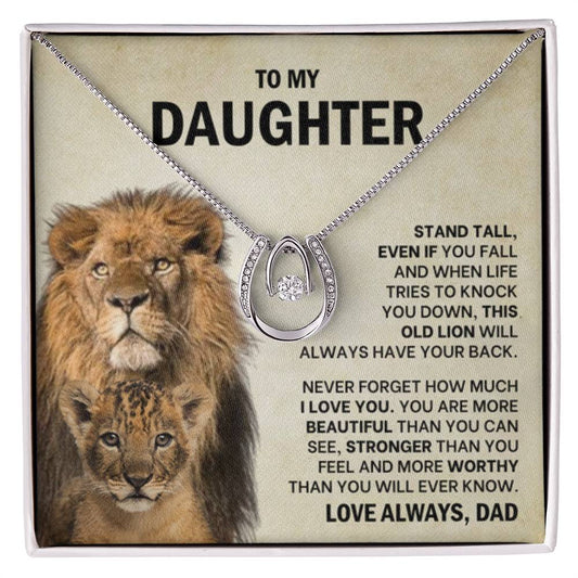 To My Daughter Necklace - Stand Tall - Daughter Present from Dad - Lucky In Love Necklace - Personalize Memories