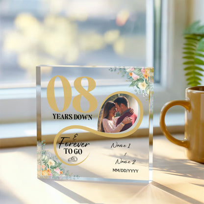 Personalized Acrylic Block, Custom Photo, Happy 8th Wedding Anniversary Gifts, Marriage Gifts, 8 Year Married Gift Wife Husband Present