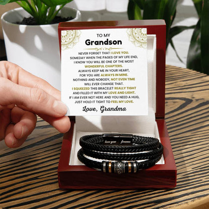 To My Grandson - Gift for Grandson from Grandma - Never forget that I love you - Love You Forever Bracelet - Personalize Memories