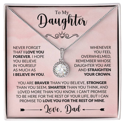 To My Daughter - Never Forget That I Love You - Eternal Hope Necklace Gift from Dad - Personalize Memories