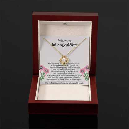 To My Amazing Unbiological Sister - The bond between us is a special one - Love Knot Necklace - Personalize Memories