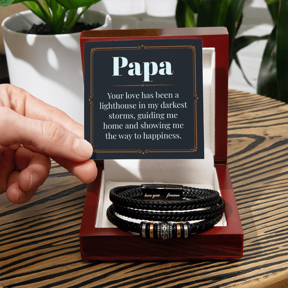 Papa - Your love has been a lighthouse - Gift for Dad - Love You Forever Bracelet - Personalize Memories