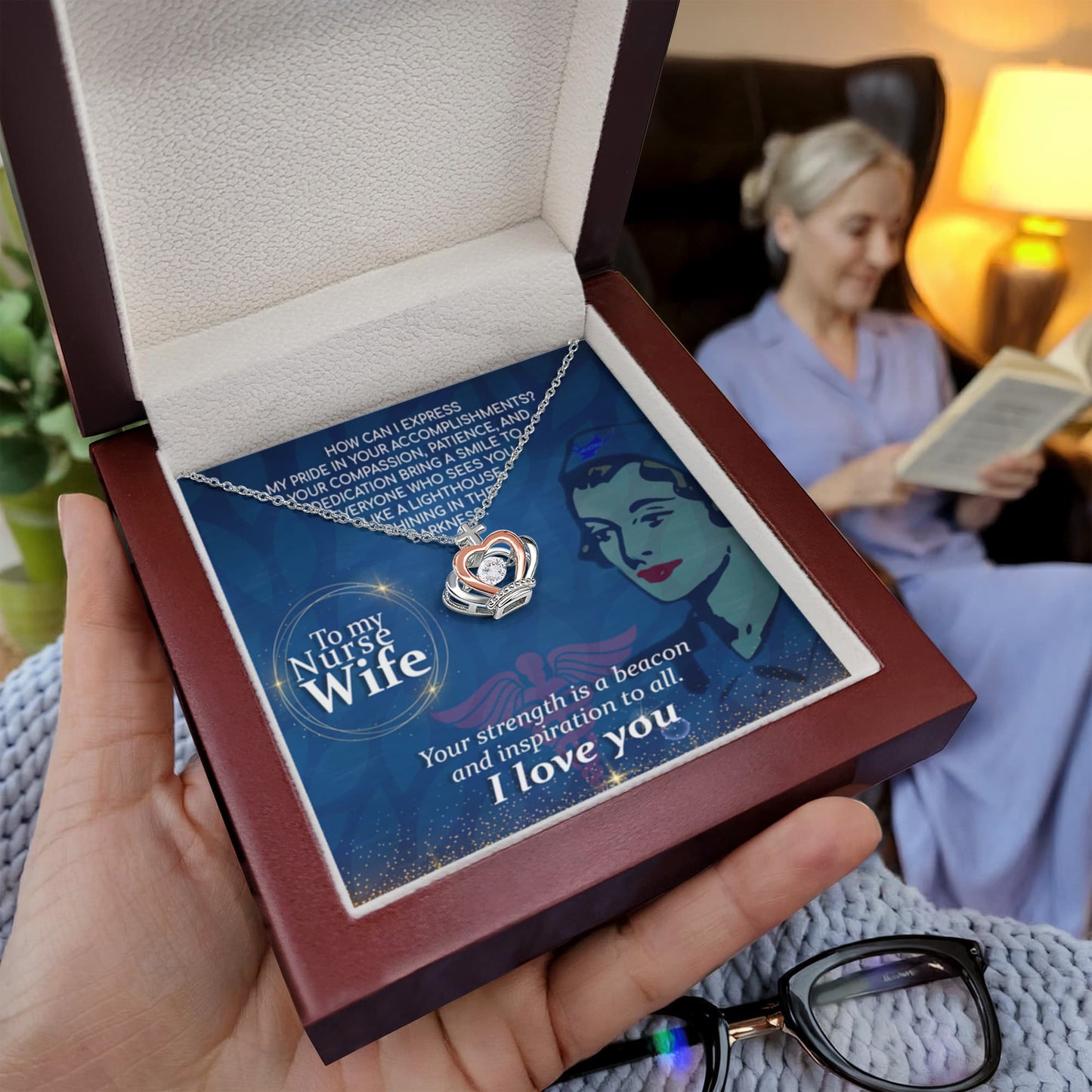 Sentimental Gift for Nurse Wife - Emotional Husband-to-Wife Jewelry for Birthday, Christmas & Valentine’s Day - Crown Pendant Necklace - Personalize Memories