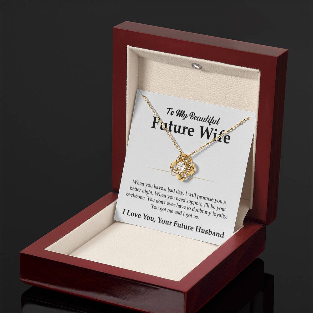 To My Future Wife Necklace - Soulmate Jewelry Gift for Valentine’s Day, Birthday - Love Knot Necklace - Personalize Memories