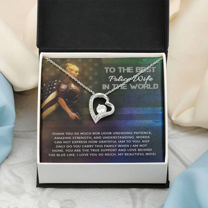 To The Best Police Wife In The World - Forever Love Necklace Gift from Husband - Personalize Memories