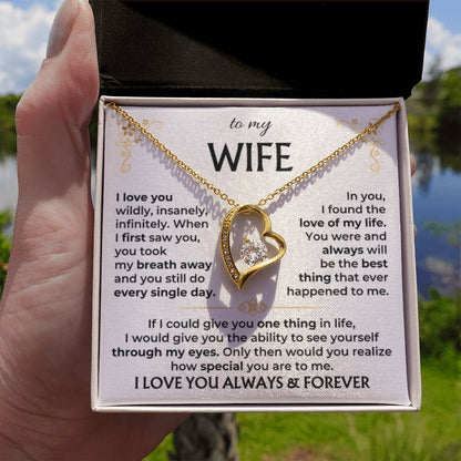 To My Wife Necklace - Sentimental Birthday Gift from Husband, Romantic Jewelry for Valentine’s Day & Holidays - Forever Love Necklace - Personalize Memories