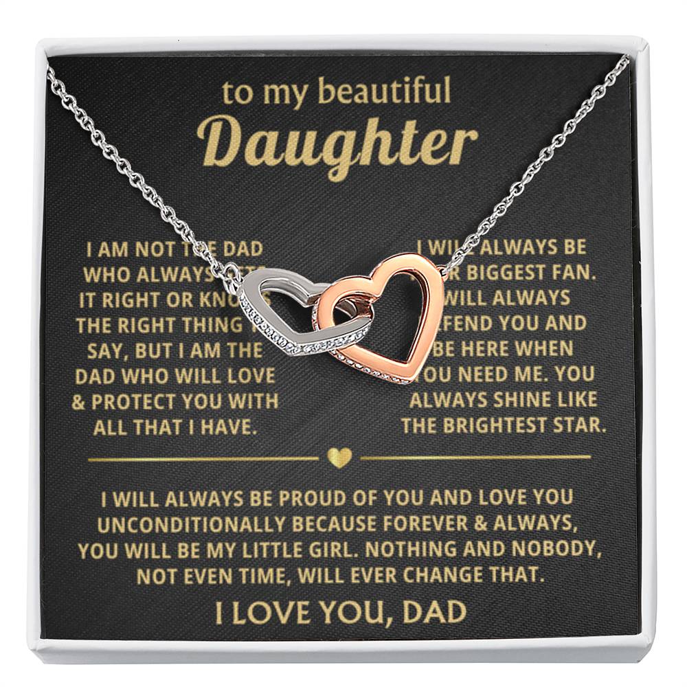 To My Daughter Necklace - Best Gift for Daughter from Dad - Interlocking Hearts Necklace - Personalize Memories