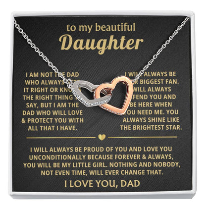 To My Daughter Necklace - Best Gift for Daughter from Dad - Interlocking Hearts Necklace - Personalize Memories