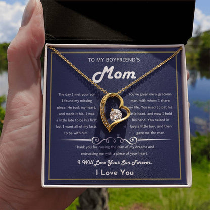 To My Boyfriend's Mom - The day I met your son I found my missing piece - Forever Love Necklace - Unique Bf Mom Present - Personalize Memories