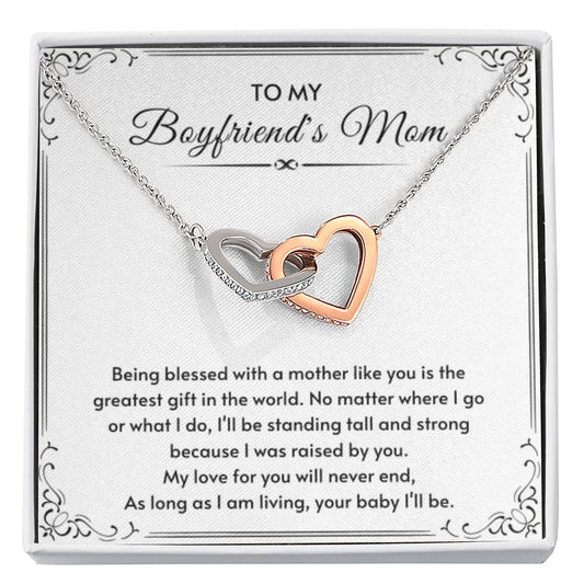 To My Boyfriend's Mom - My love for you will never end - Interlocking Hearts Necklace - Bf Mom Present - Personalize Memories