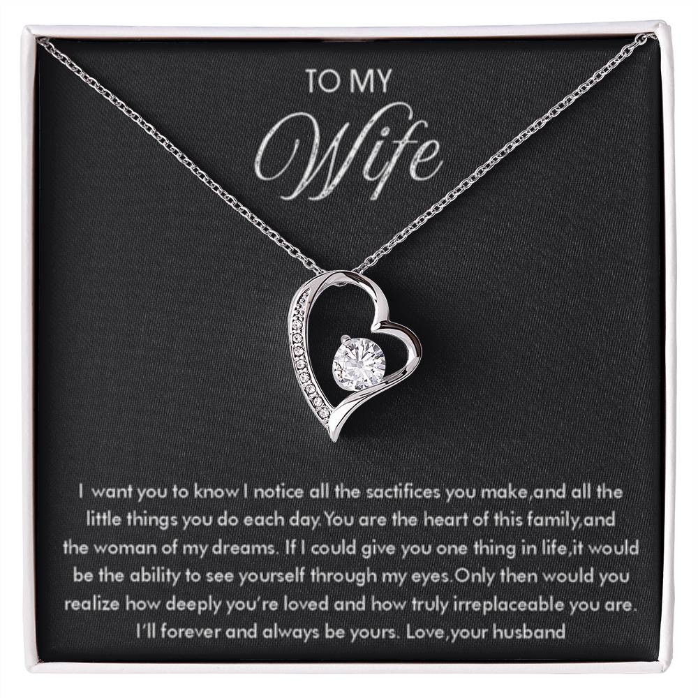 To My Wife Necklace - Romantic Everyday Jewelry Gift from Husband for Birthday, Valentine’s Day & Just Because - Forever Love Necklace - Personalize Memories
