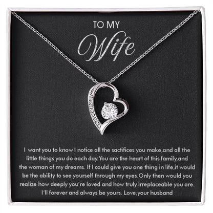 To My Wife Necklace - Romantic Everyday Jewelry Gift from Husband for Birthday, Valentine’s Day & Just Because - Forever Love Necklace - Personalize Memories