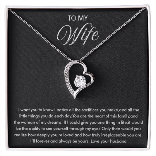 To My Wife Necklace - Romantic Everyday Jewelry Gift from Husband for Birthday, Valentine’s Day & Just Because - Forever Love Necklace - Personalize Memories